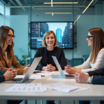Groupe de professionnels marketing en réunion de brainstorming