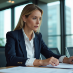 Femme d'affaires en réunion dans un bureau moderne