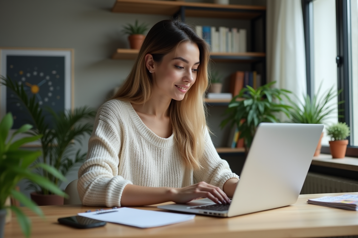 Jeune femme analysant des données marketing