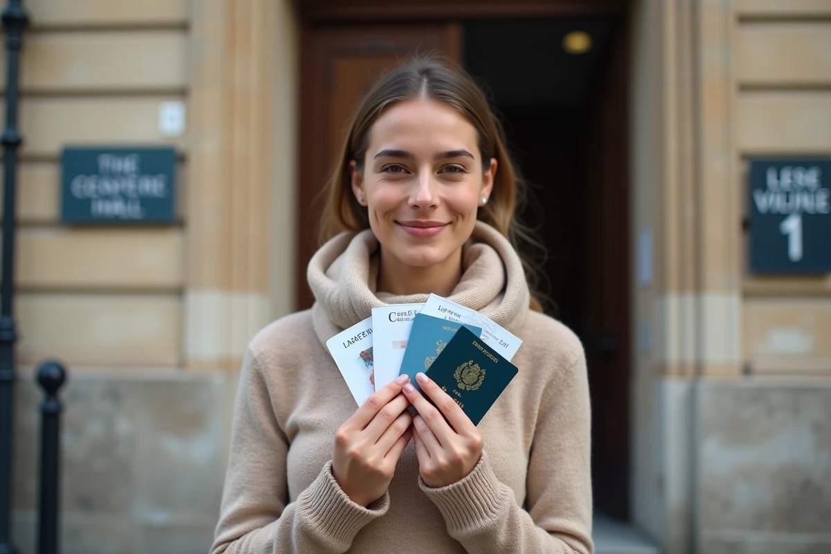 Jeune femme tenant ses documents d