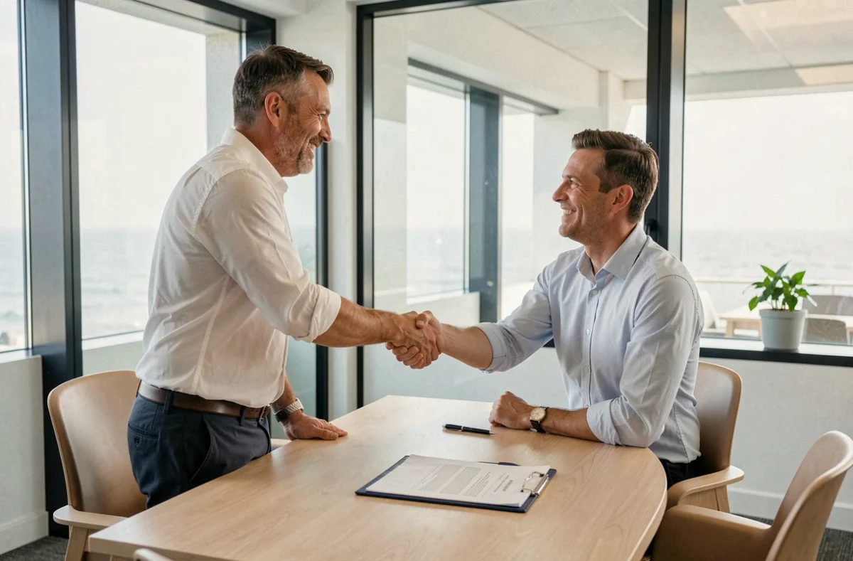 Signature de contrat en portage salarial entre un freelance et une entreprise cliente à La Rochelle